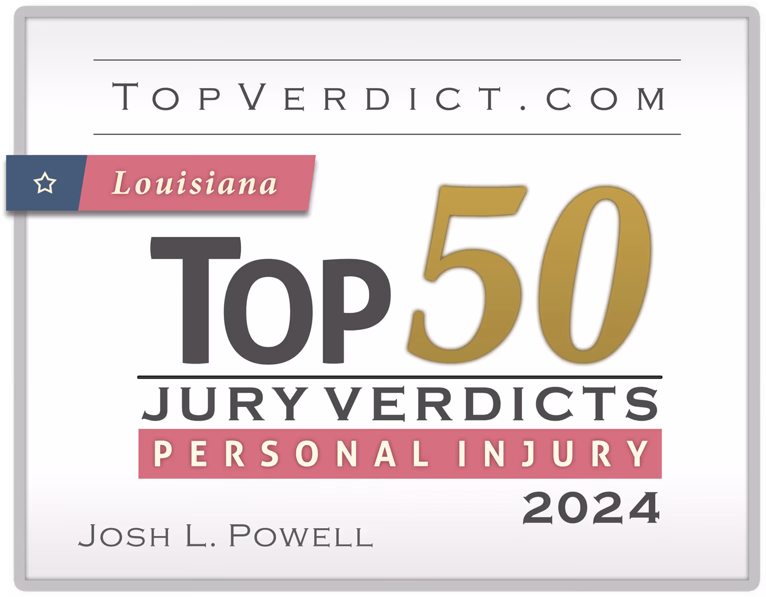 TopVerdict Top 50 personal injury verdicts in Louisiana, 2024 -- Josh Powell