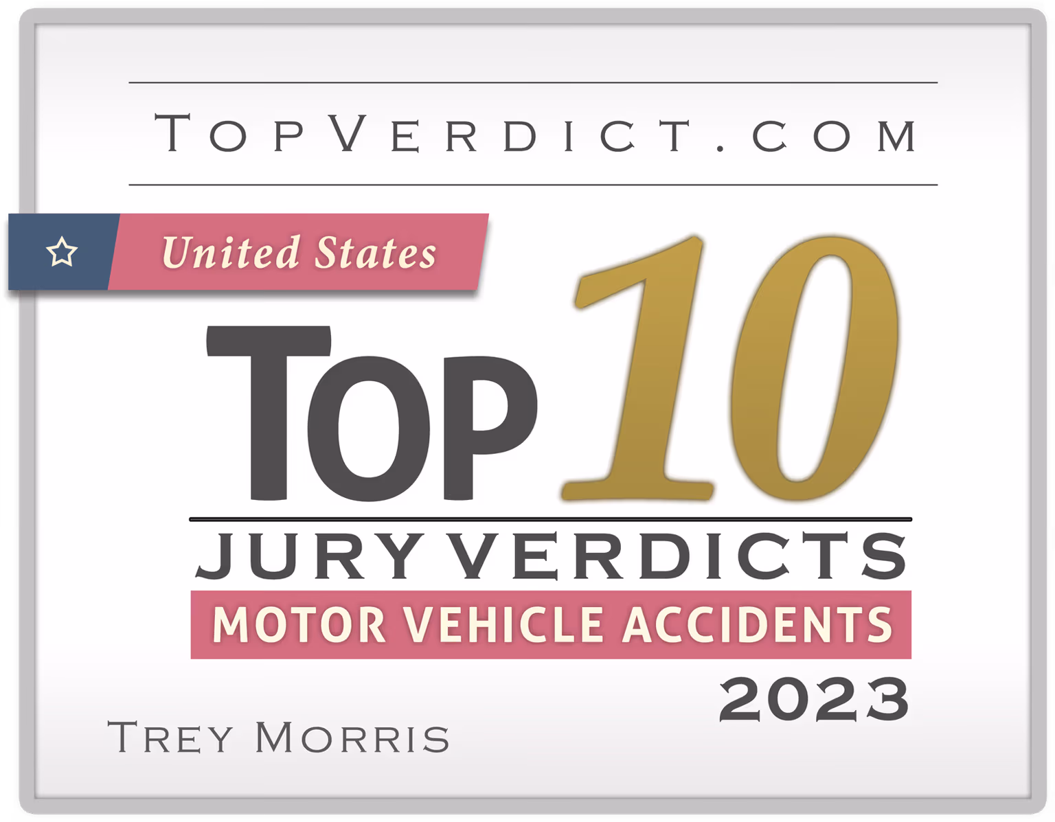 TopVerdict Top 10 Motor Vehicle Accident Verdicts in the United States, 2023 -- Trey Morris