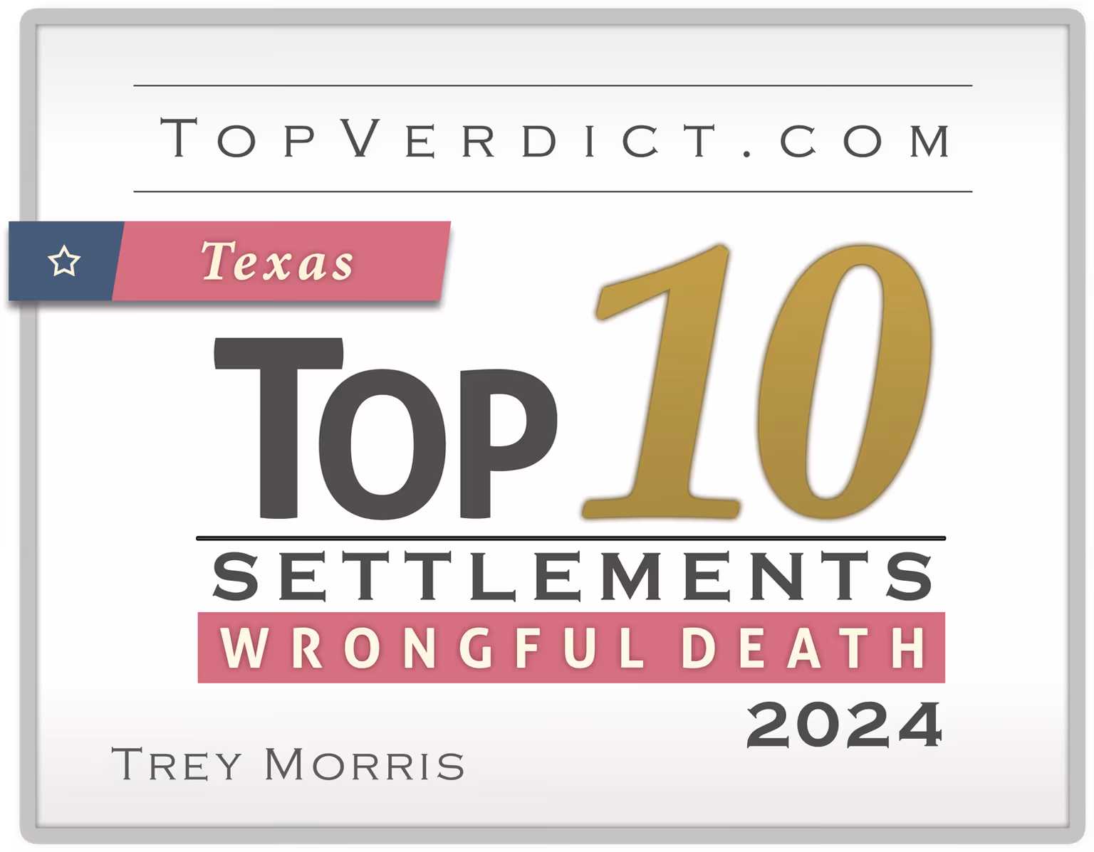 TopVerdict Top 10 Wrongful Death Settlements in Texas, 2024 -- Trey Morris