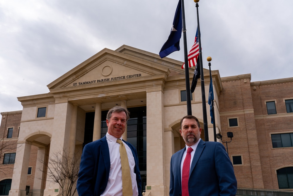 Two lawyers in front of st. Tammany parish justice center