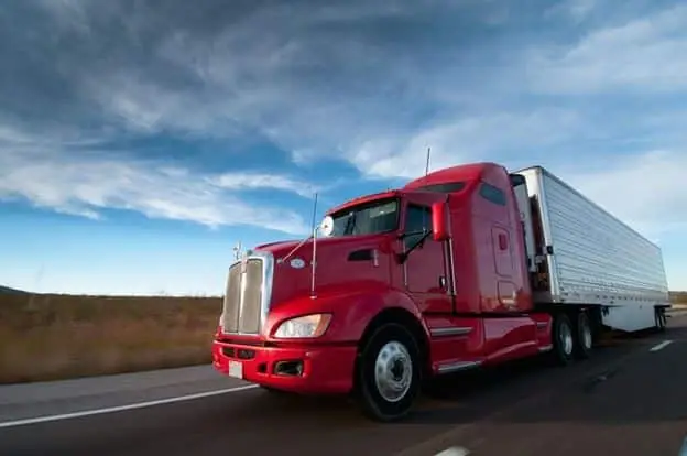 Image of a red semi truck