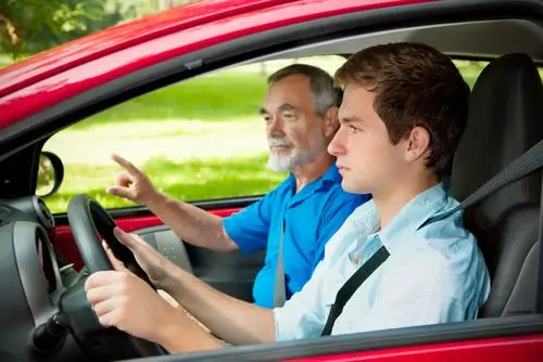 dad and son driving