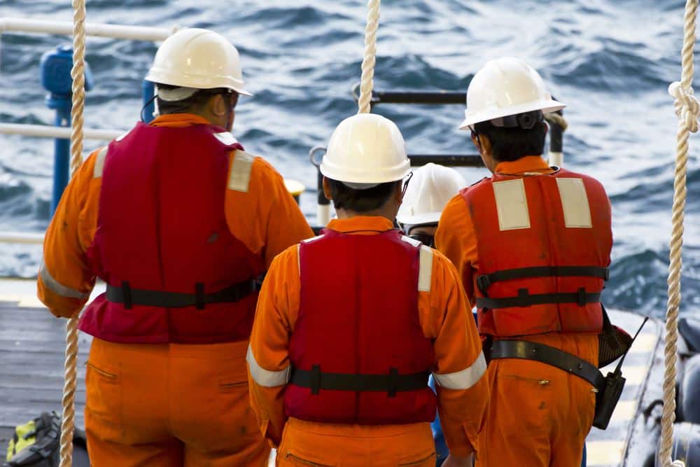 oil field worker at sea