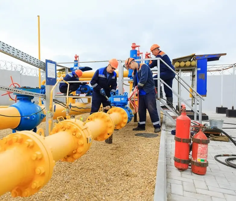 Maintenance of the gas pipeline. A specialist checks the gas pipeline