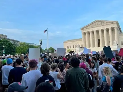 protesters outside