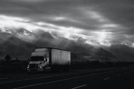 truck in black and white