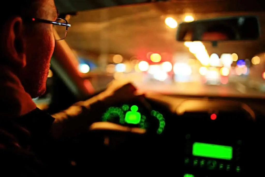 Driver in the car at night