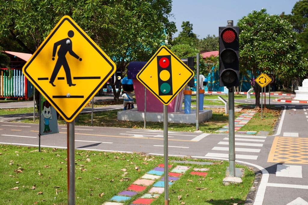 Traffic signs teach your child to the park.