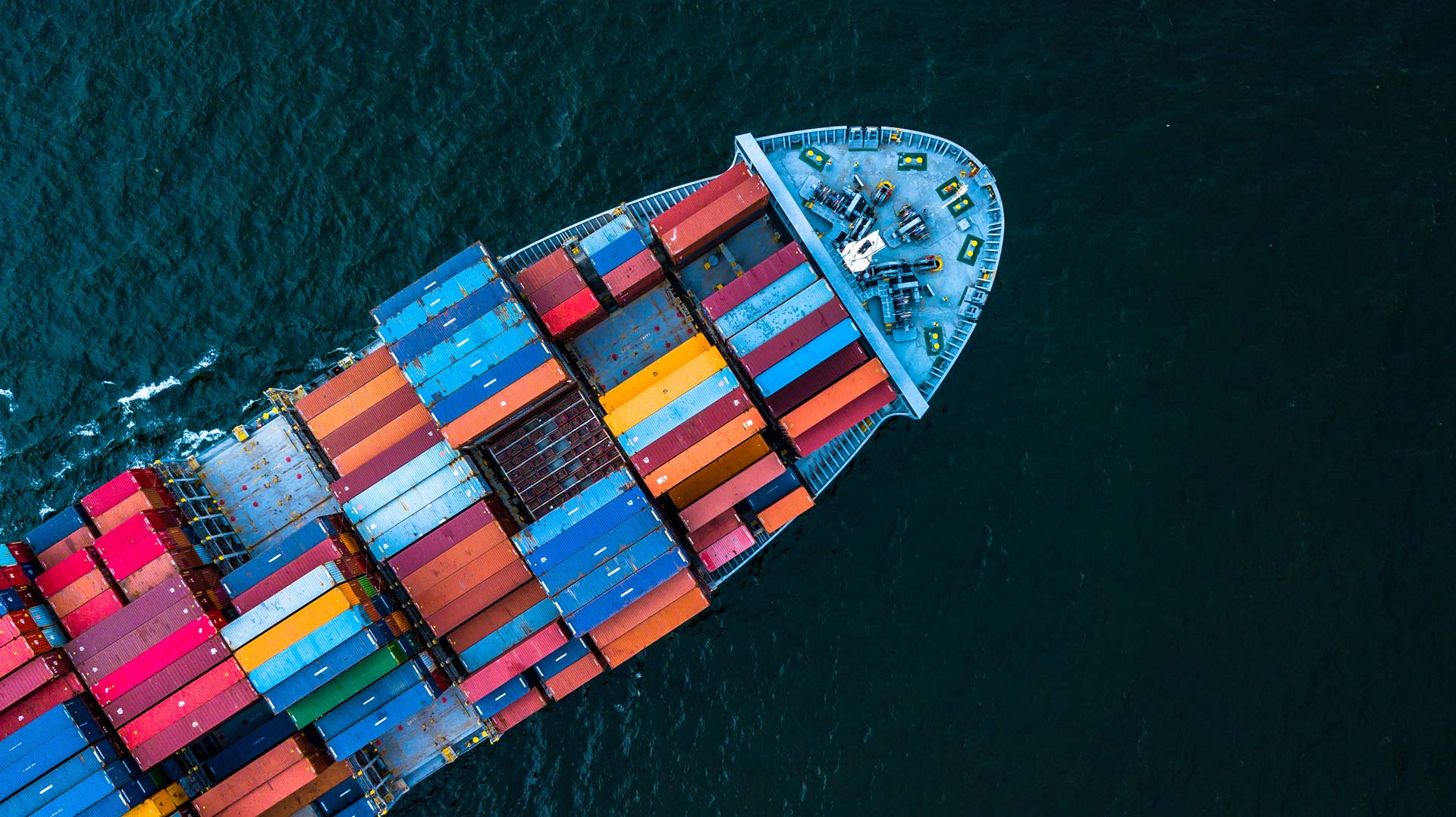 Aerial top view container cargo ship in import export business commercial trade logistic