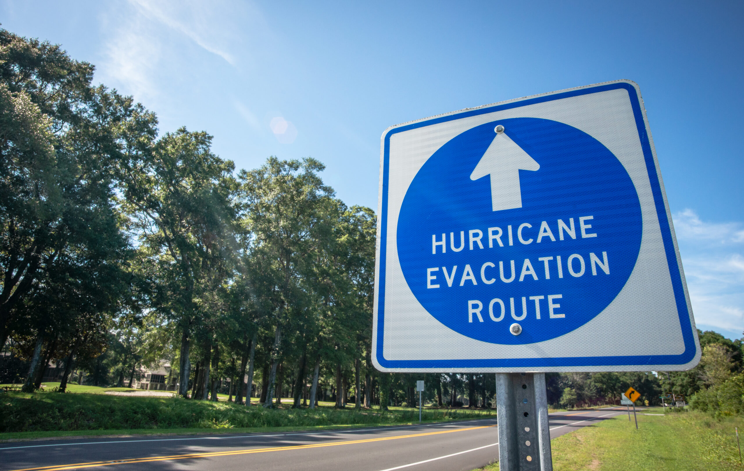hurricane evacuation route sign on a highway