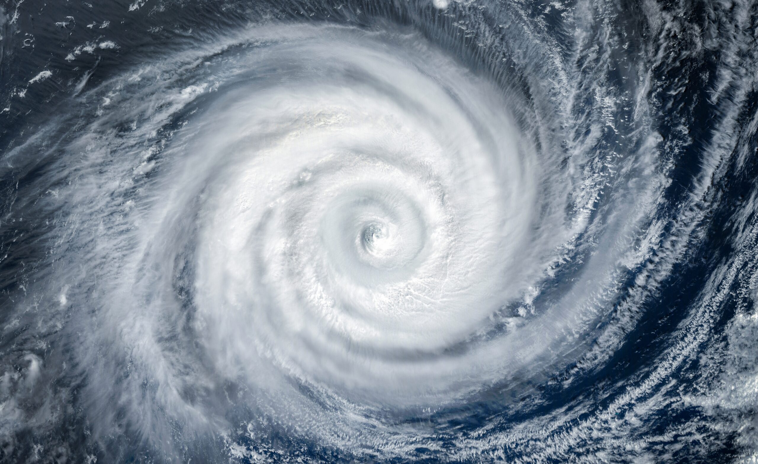 a top down view of a hurricane over the open ocean