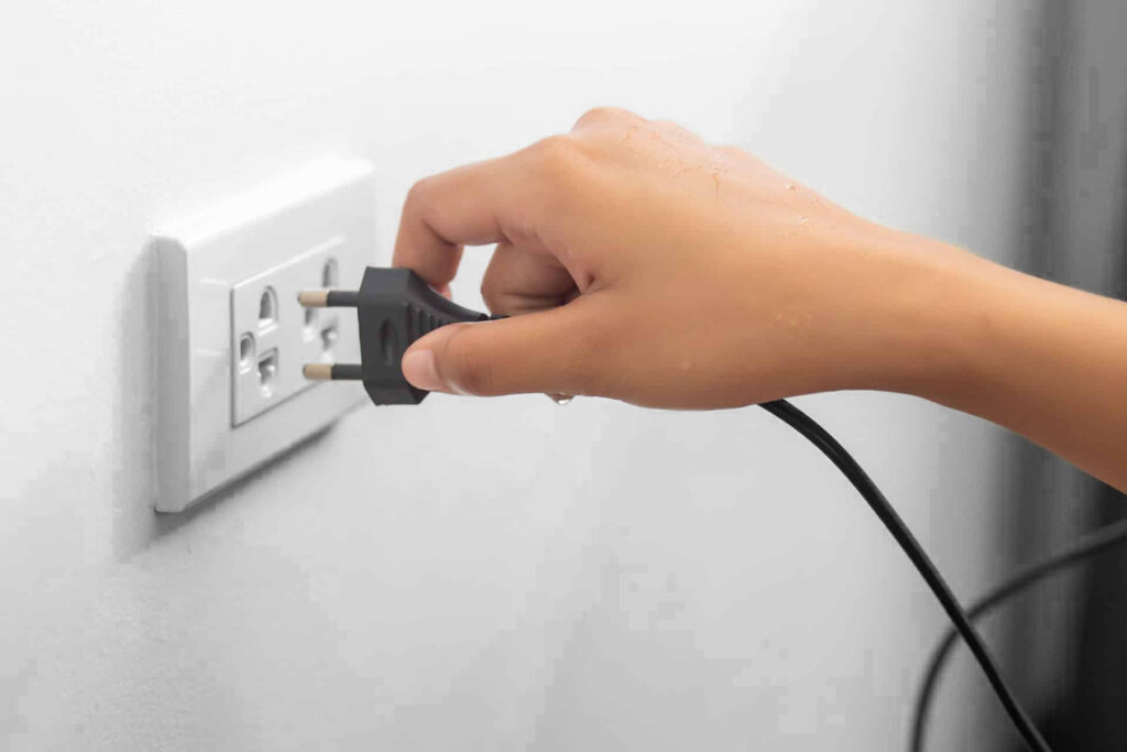 Using electricity wall outlet with wet hand