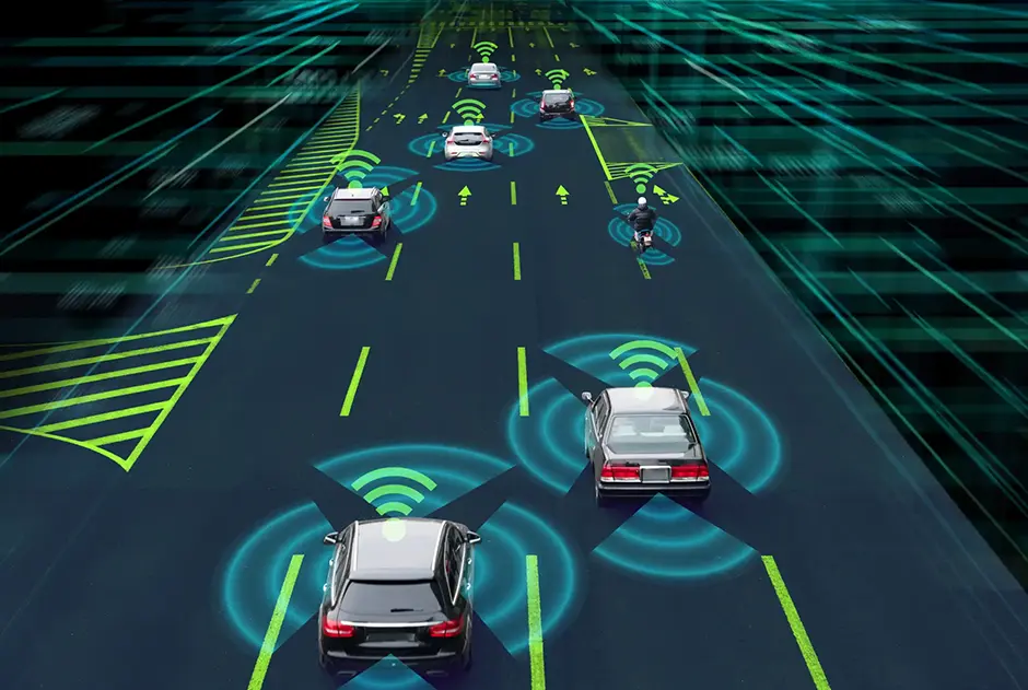 a graphic photo of a vehicle collision avoidance system in action